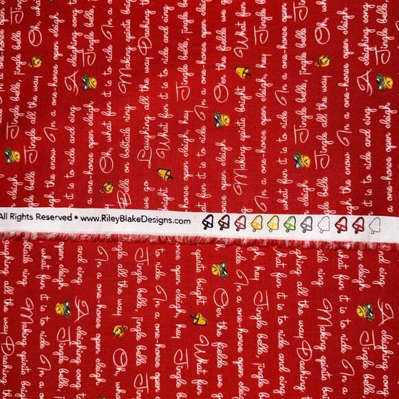 Red Christmas Jingle Bells Lyrics by Lindsay Wilkes - Riley Blake Designs - 1 Yd - Picture 7 of 7